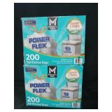 2 200ct power flex 13gal tall kitchen bags