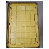 27 gallon plastic totes w/ yellow lids 4 pack.