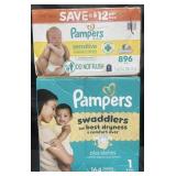 174 Pampers swaddlers & 896 Pampers sensitive
