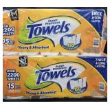 2- Super Premium Paper Towels 15 rolls each