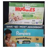 Pampers Newborn diapers 174 count. Huggies baby