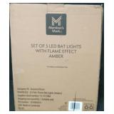 Set of 5 led bat lights w flame effect amber
