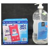 Wet Ones 140 count. Hand Sanitizer 67oz