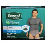 92ct Depend mensunderwear s-m 26-34in.