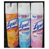 3pk variety 19oz cans lysol disinfecting spray.
