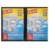 2- Glad 4 gallon trash bags 156 count each