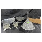 Group of decorated glassware, Pampered Chef cake