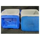 2 small Coleman coolers blue lid