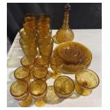 Group of vintage Indiana amber glassware,