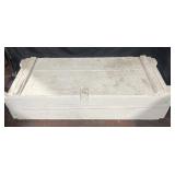 Vintage pine ammunition crate with rope handles,
