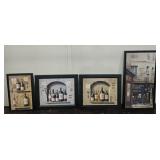 4 framed prints. Wine bottle theme