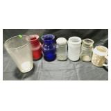 Glassware 3 vases. 3 jars. Coca cola mug