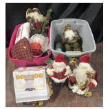 Group of Christmas decor, Santa Clause figures,