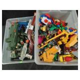 Assortment toy guns. Assortment tractors trucks