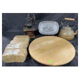 Group of decorative accessories, coffee grinder,