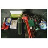 Misc workbench items hand lights pipe wrench 2