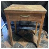 Vintage sewing cabinet with hinged lid, cabinet