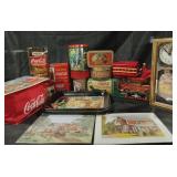 Old fashioned coca cola memorabilia tins die-cast