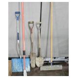 Wood long handles, tree pruners, shovels and