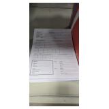 MISC BOX OF OFFICE SUPPLIES & LARGE ENVELOPE