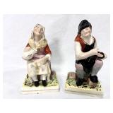 Antique Staffordshire 'Cobbler & Wife' Pair