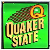 Quaker State Lighted Plastic Sign With Metal Frame