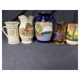 Five Piece Pitcher And Vase Grouping