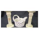 Pair of Paxton Candle Sticks & RCCL China Basket