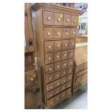 Nine Drawer Vintage Oak Apothecary Cabinet
