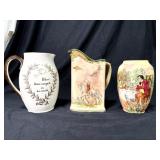 Two Royal Doulton Pitchers And One Vase