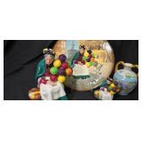 Royal Doulton Figures And Plate With Painted Vase