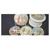 Four Antique Pot Lids & One Pot with Lid