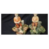 Two Weller Muskota 'Fishing Boy' Figurines