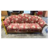 WICKER SOFA WITH FLORAL PATTERNED CUSHIONS