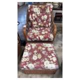 GLIDER WICKER CHAIR AND OTTOMAN