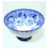 Flow Blue Briar Rose Pedestal Bowl