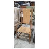 Vintage Rocking Chair with Woven Seat and Back
