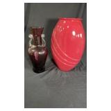 2 Large Glass Vases