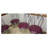 Set of 4 Metal and Vinyl Seat Chairs