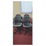 Four Adjustable Height Leather Rolling Chairs