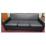 Black Vinyl Three Cushion Couch