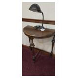 3 Leg Half Moon Lamp Table with Mid Century Lamp