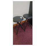 2 Folding Counter Height Black Stools and Lectern