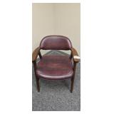 Wood & Leather Office Side Chair with Trash Can