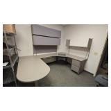 NOVA Corner Office Desk w/ Pair of Lighted Hutches