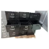 3 BLACK FOUR DRAWER FILE CABINETS