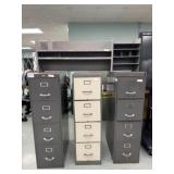 3 FOUR-DRAWER FILE CABINETS WITH TOP ORGANIZER