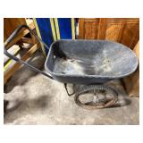 Wheelbarrow and Assortment of Garden Tools