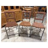 Three Bar Height Chairs With Woven Seats