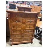 Walnut Secretary Chest with Multiple Drawers
